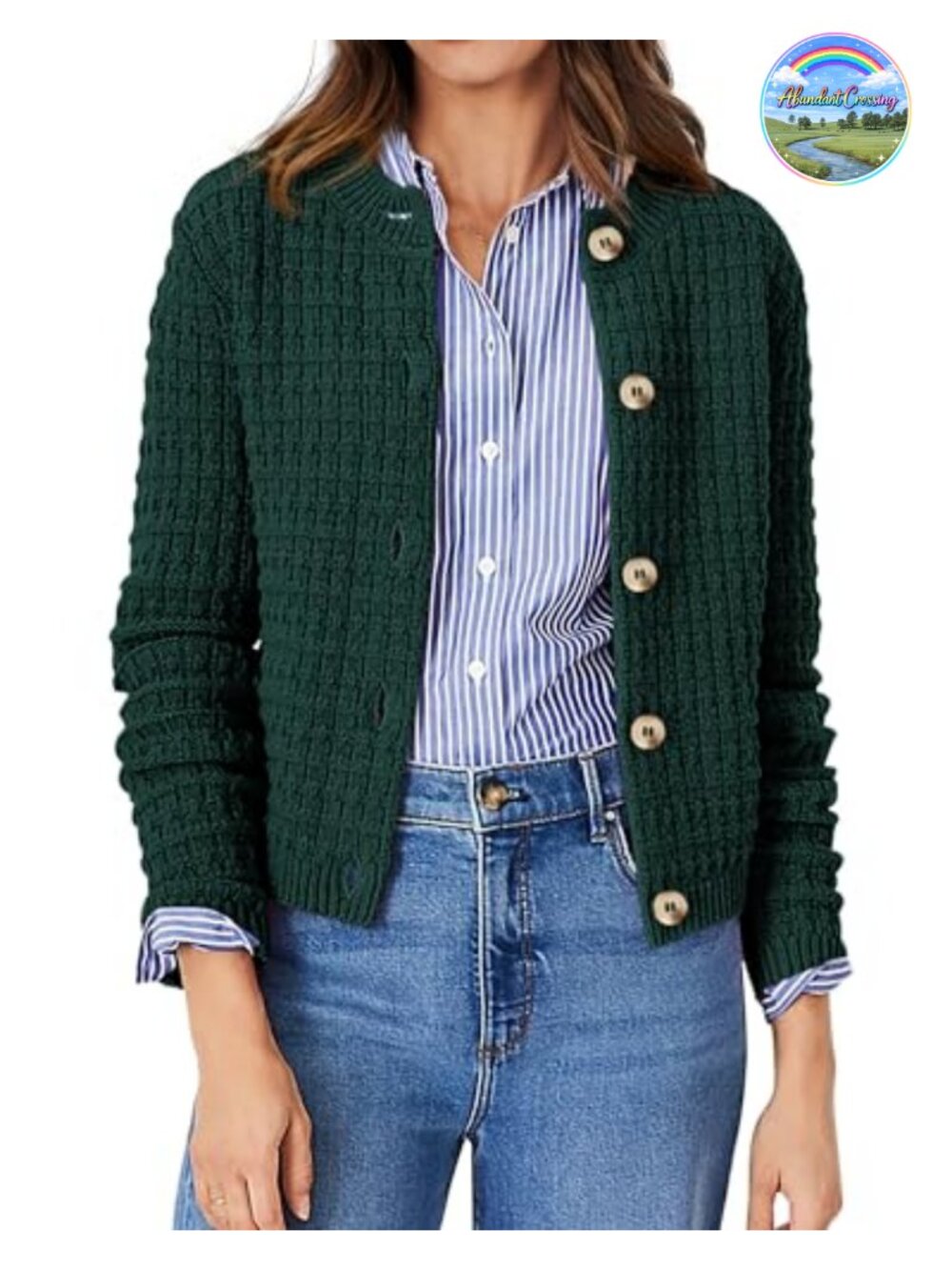 Women's Cotton Cardigan Sweater Button Up Long Sleeve Open Front Knit